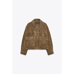 ZARA 100% LEATHER BOMBER JACKET